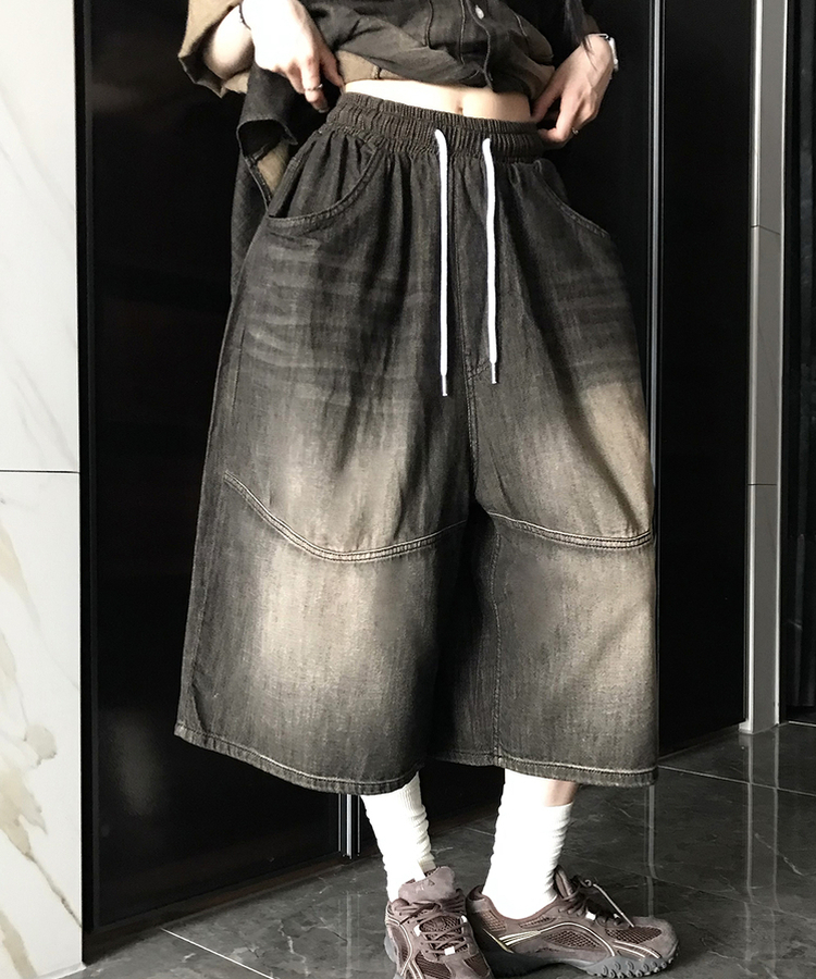 ウォッシングバミューダパンツ BLACK DENIM