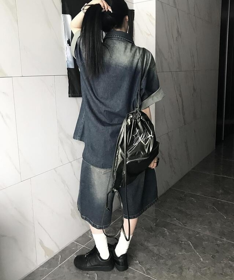 コットンパンツ デニムウォッシングバミューダパンツ DEEP DENIM
