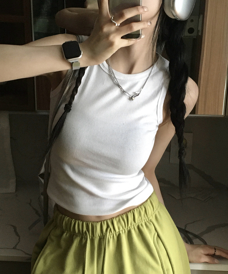 ノースリーブ ラウンドキャミソール(6color) IVORY