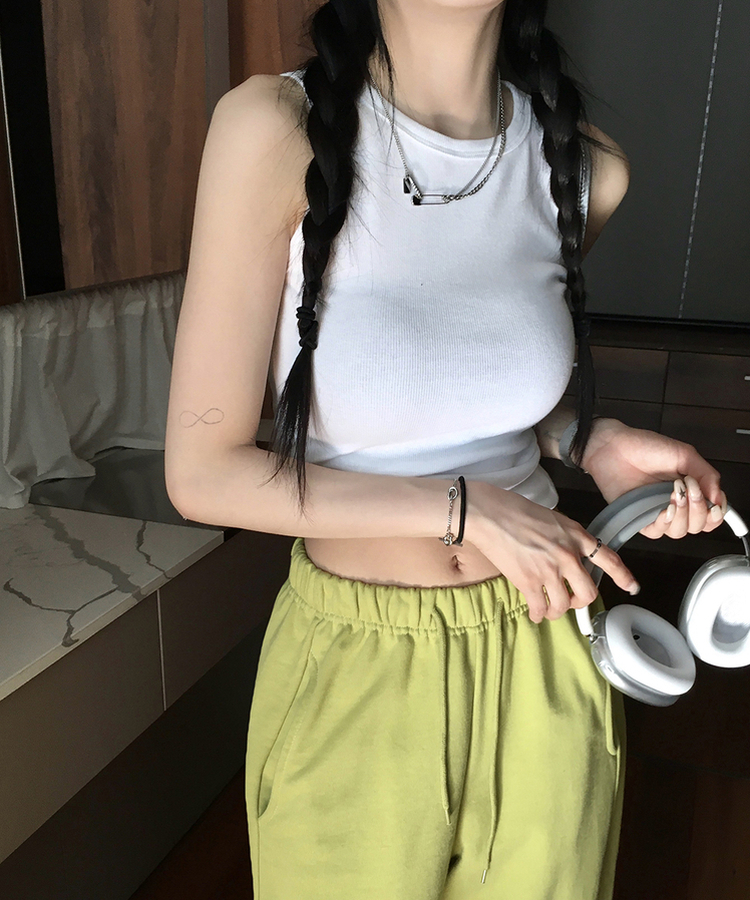 ノースリーブ ラウンドキャミソール(6color) IVORY