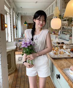 ノースリーブ ヘンリーネックルーズキャミソール IVORY