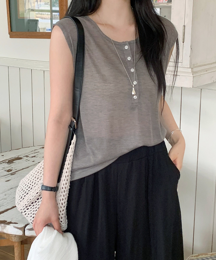 ヘンリーネックルーズキャミソール ASH BROWN