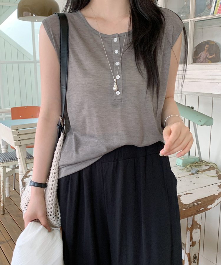 ヘンリーネックルーズキャミソール ASH BROWN