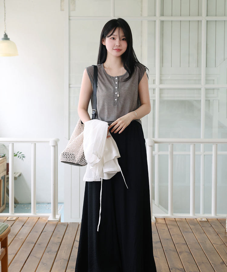 ヘンリーネックルーズキャミソール ASH BROWN