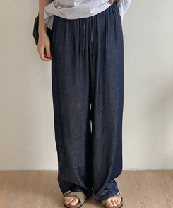 ワイド デニムワイドバンディングパンツ DEEP DENIM