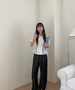 ワイド デニムワイドバンディングパンツ BLACK DENIM