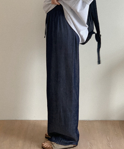 ワイド デニムワイドバンディングパンツ DEEP DENIM