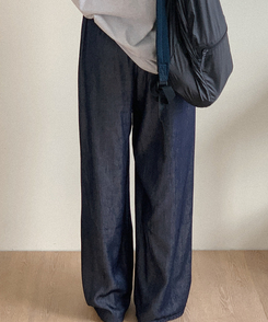 ワイド デニムワイドバンディングパンツ DEEP DENIM