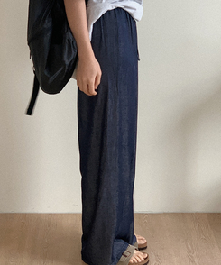 ワイド デニムワイドバンディングパンツ DEEP DENIM