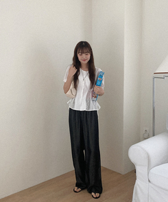 ワイド デニムワイドバンディングパンツ BLACK DENIM