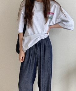 ワイド デニムワイドバンディングパンツ DEEP DENIM
