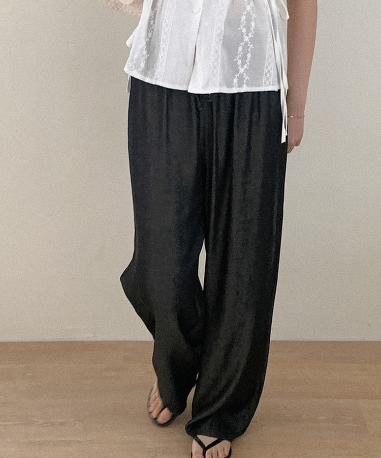 デニムワイドバンディングパンツ BLACK DENIM
