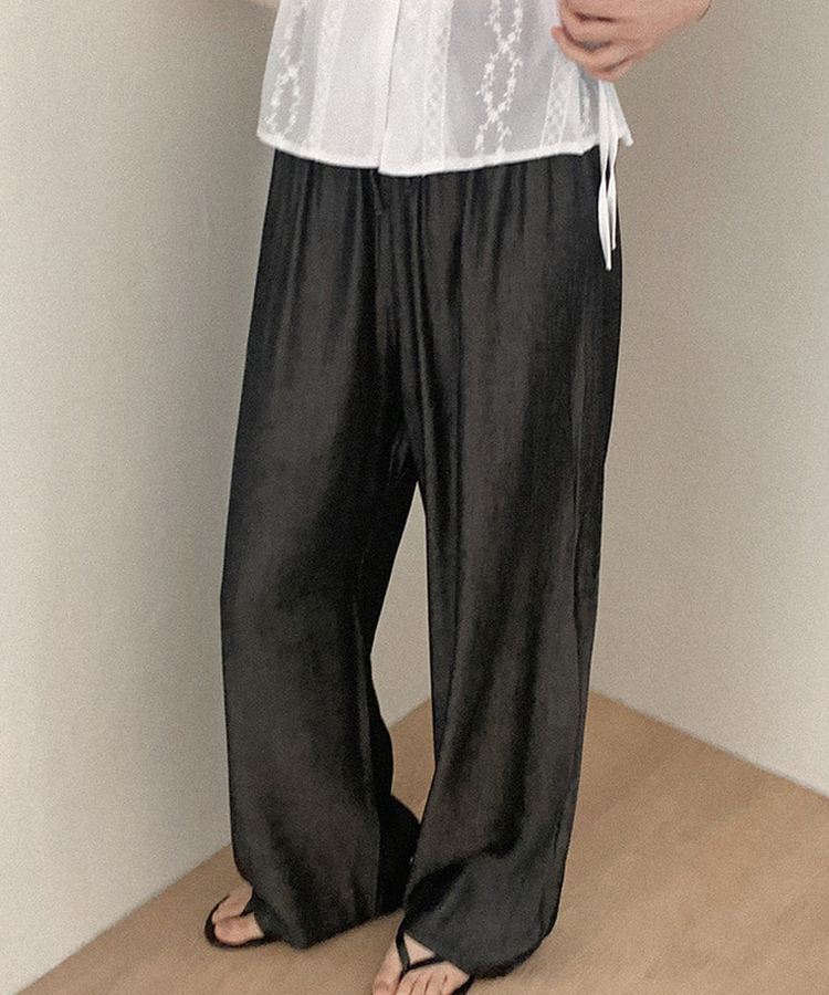 デニムワイドバンディングパンツ BLACK DENIM