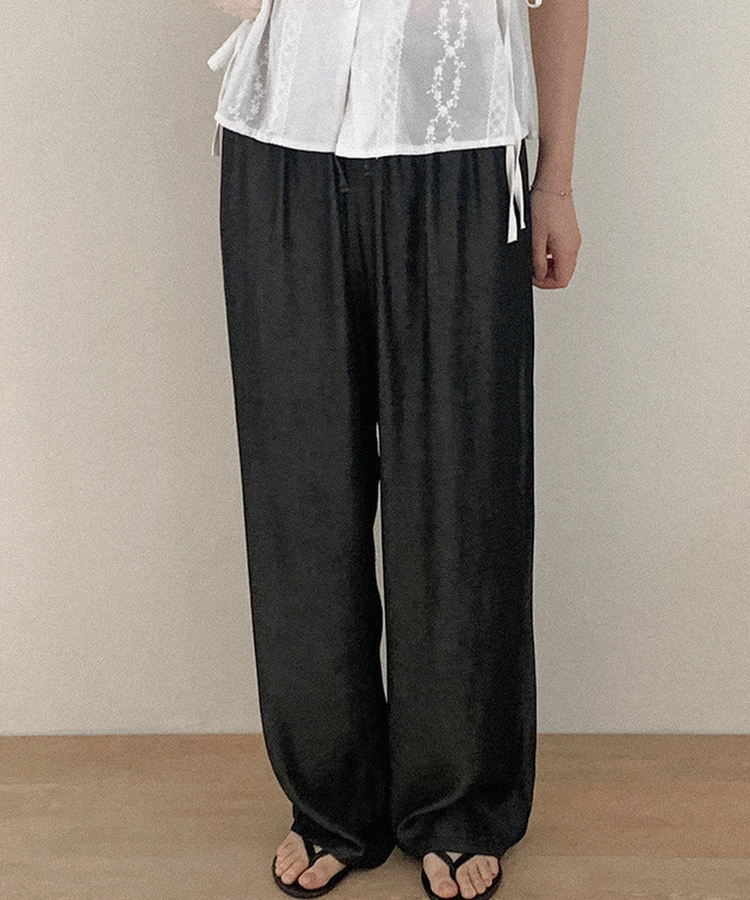 デニムワイドバンディングパンツ BLACK DENIM