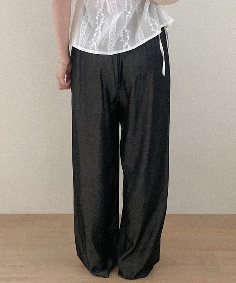 デニムワイドバンディングパンツ BLACK DENIM