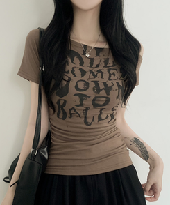 パンクオフ半袖Tシャツ CHESTNUT BROWN