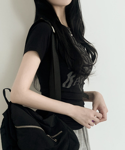 パンクオフ半袖Tシャツ BLACK