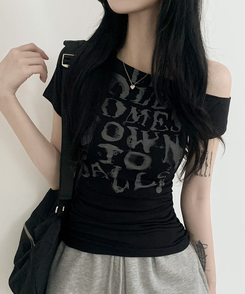パンクオフ半袖Tシャツ BLACK