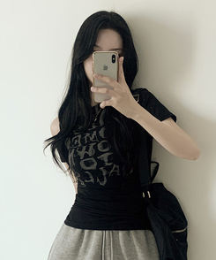 パンクオフ半袖Tシャツ BLACK
