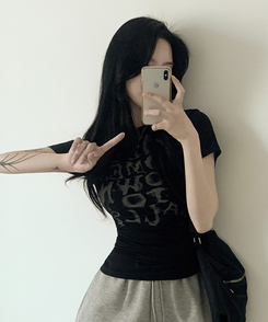 パンクオフ半袖Tシャツ BLACK