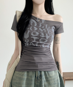 パンクオフ半袖Tシャツ CHARCOAL