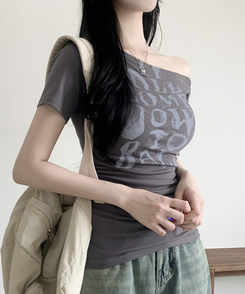 パンクオフ半袖Tシャツ CHARCOAL