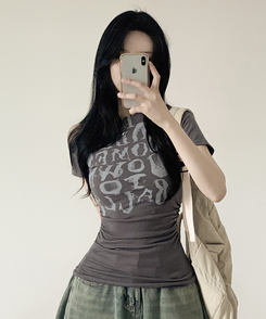 パンクオフ半袖Tシャツ CHARCOAL