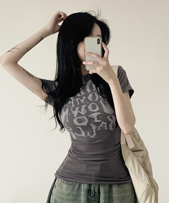 パンクオフ半袖Tシャツ CHARCOAL