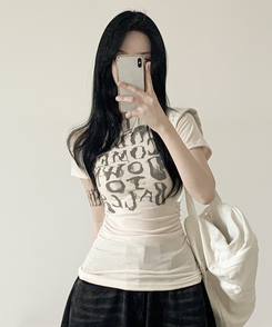 パンクオフ半袖Tシャツ IVORY