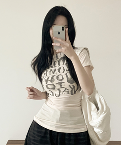 パンクオフ半袖Tシャツ IVORY