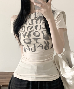 パンクオフ半袖Tシャツ IVORY
