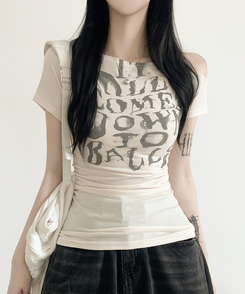 パンクオフ半袖Tシャツ IVORY