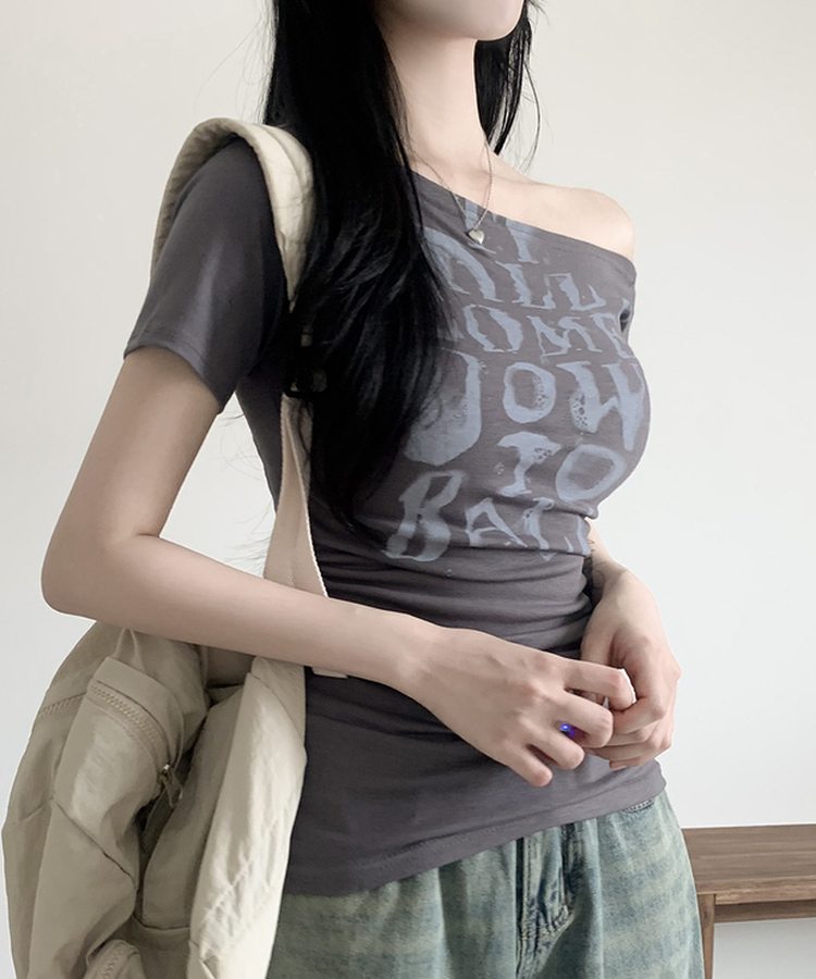 パンクオフ半袖Tシャツ CHARCOAL