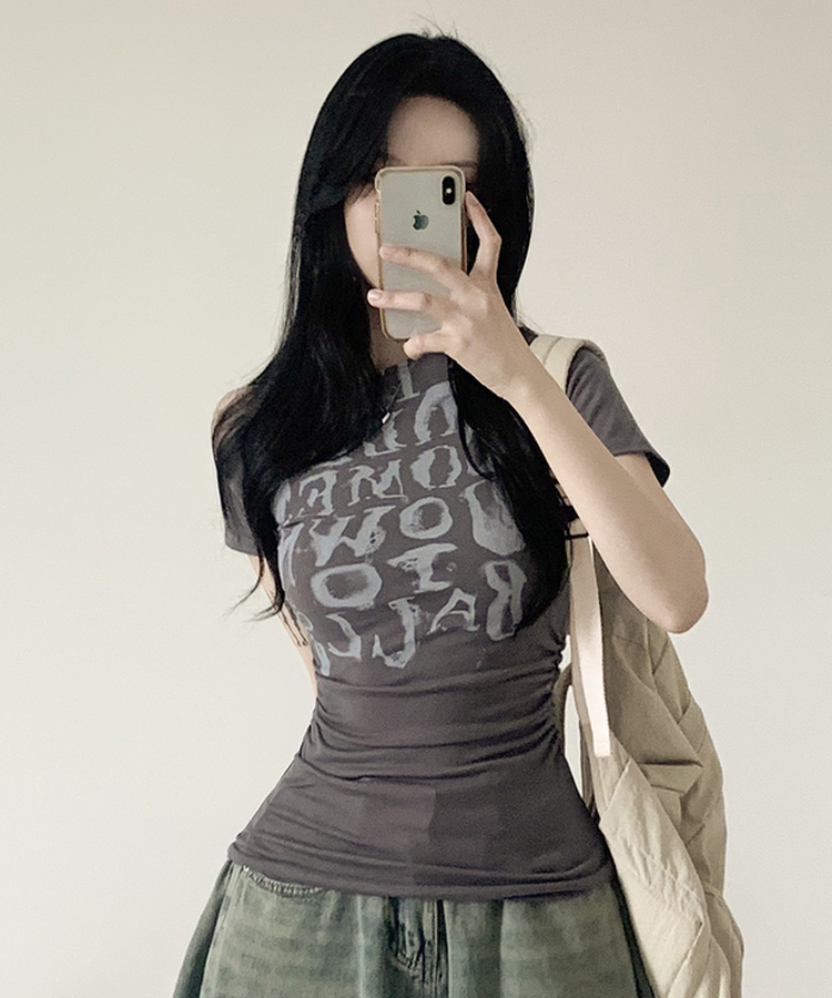 パンクオフ半袖Tシャツ CHARCOAL