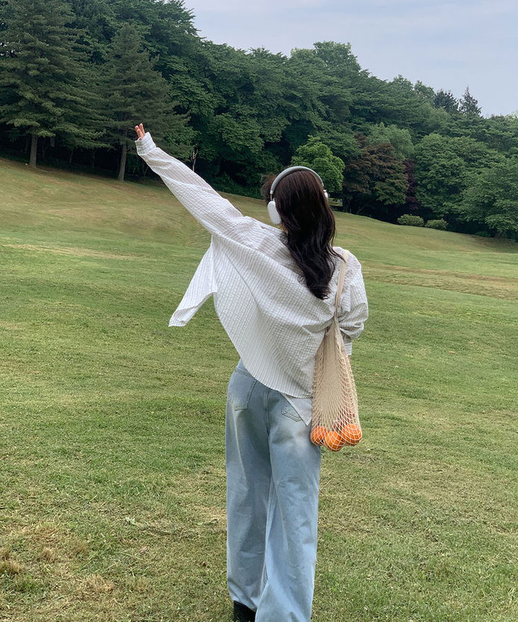 ダメージビンテージワイドデニムパンツ LIGHT BLUE