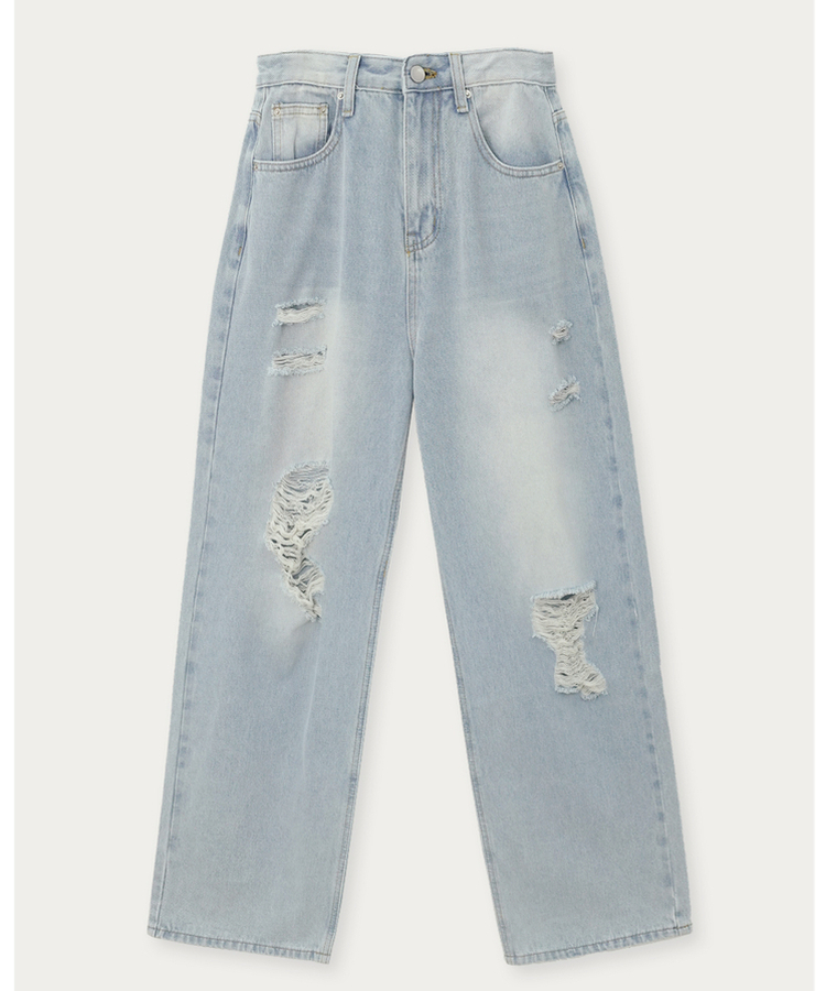 ダメージビンテージワイドデニムパンツ