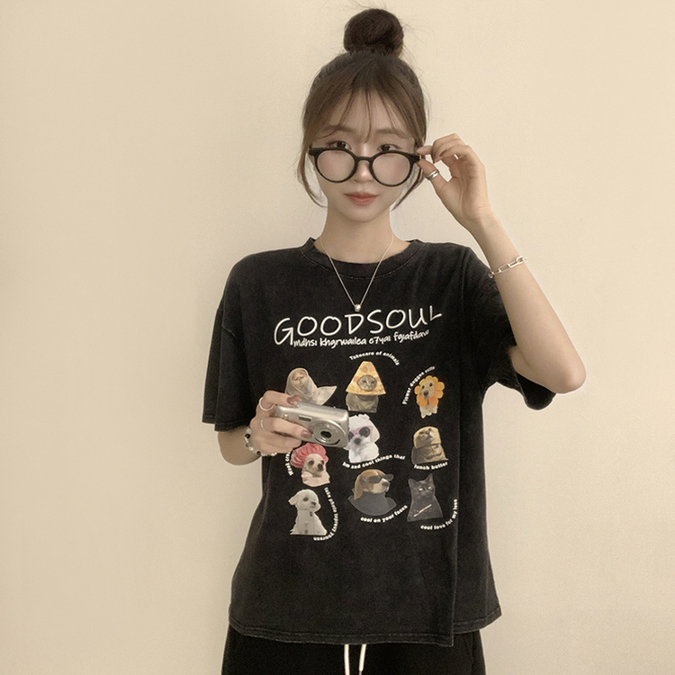 半袖Tシャツ キャットラウンド半袖Tシャツ WHITE