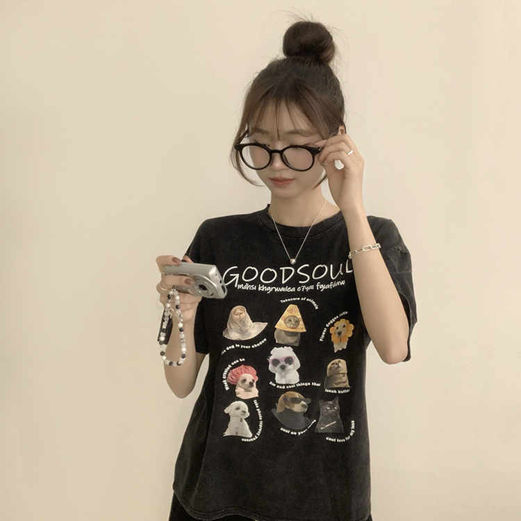 半袖Tシャツ キャットラウンド半袖Tシャツ WHITE