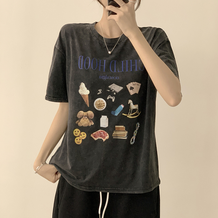半袖Tシャツ キャットラウンド半袖Tシャツ BLUE