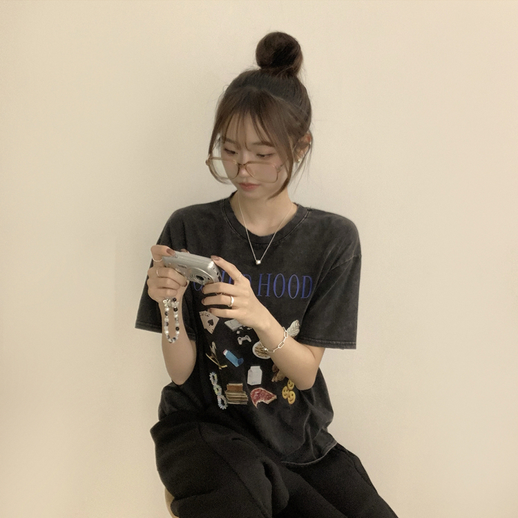 半袖Tシャツ キャットラウンド半袖Tシャツ BLUE