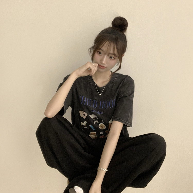 半袖Tシャツ キャットラウンド半袖Tシャツ BLUE