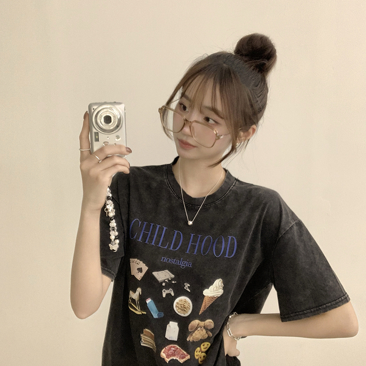半袖Tシャツ キャットラウンド半袖Tシャツ BLUE