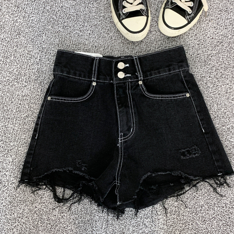 ショートパンツ ダメージハイウエストショートパンツ