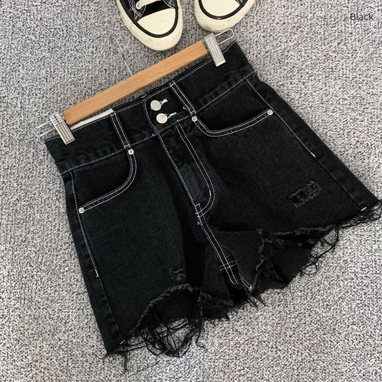 ショートパンツ ダメージハイウエストショートパンツ
