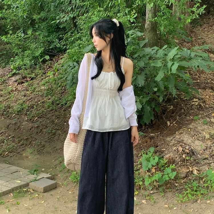 シャーリングキャミソールブラウス(5color) WHITE