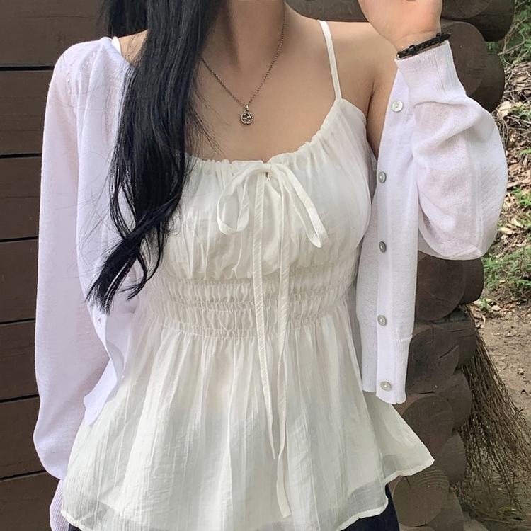 シャーリングキャミソールブラウス(5color) WHITE