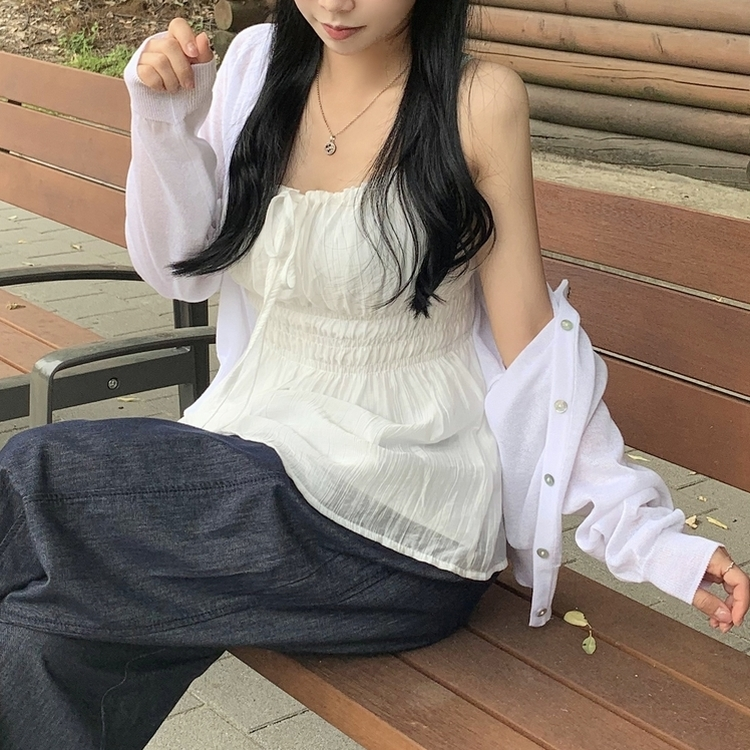 シャーリングキャミソールブラウス(5color) WHITE