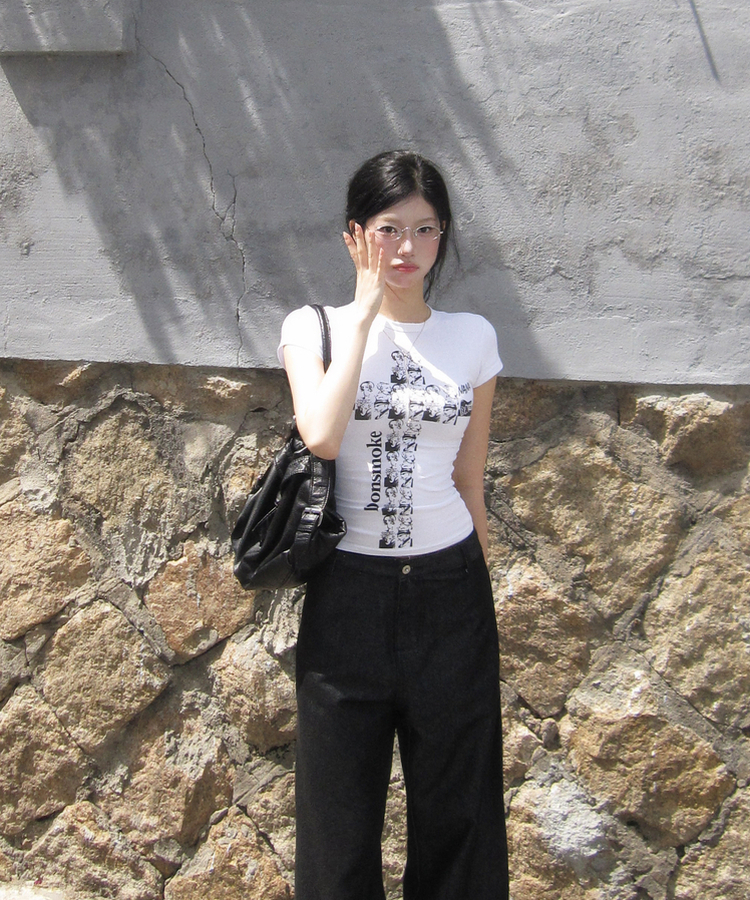 半袖Tシャツ NANAスリム半袖Tシャツ WHITE
