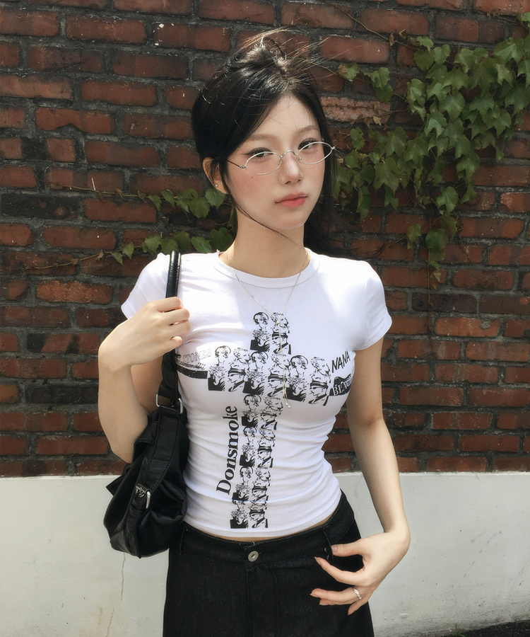 半袖Tシャツ NANAスリム半袖Tシャツ WHITE