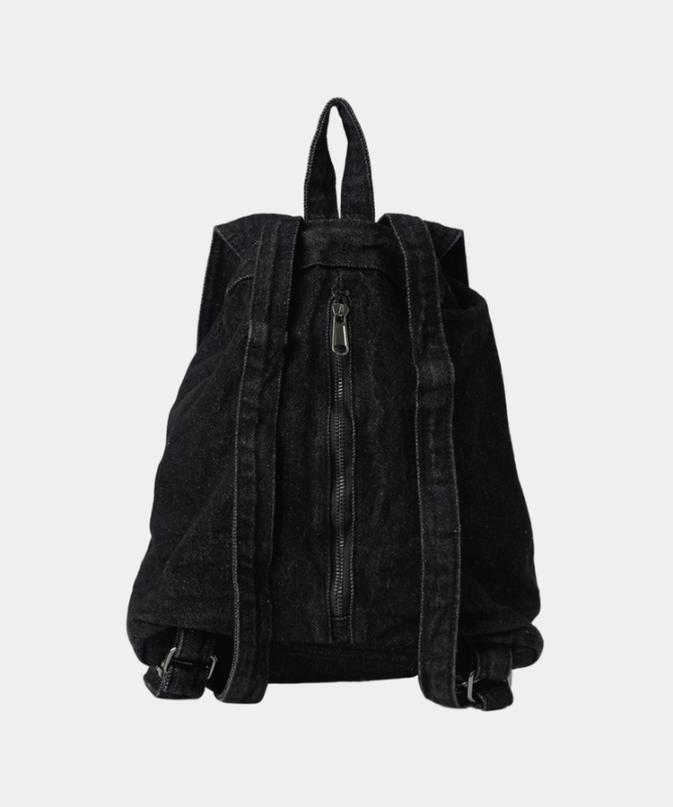 バックバッグ・スクールバッグ カジュアルデニムビッグバックパック BLACK